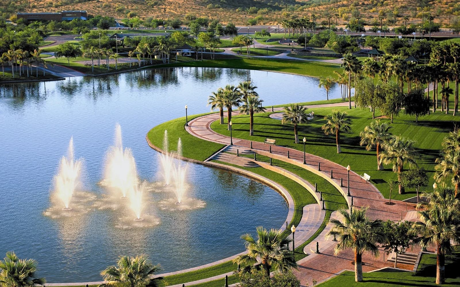 North Lake fountains and landscaped grounds in Estrella, Goodyear